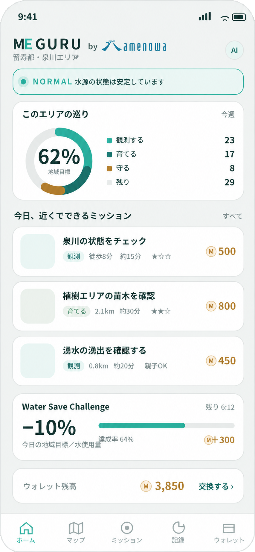 MEGURU HOMEのサンプル画面